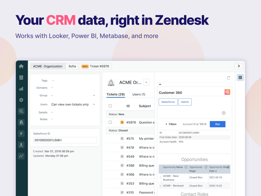 Customer 360 dashboard view — Workflows app on the Zendesk Marketplace